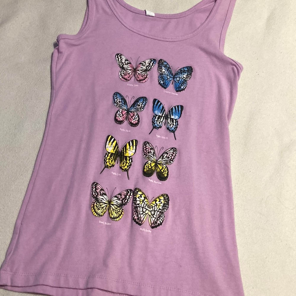purple butterfly tank top